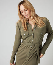 Load image into Gallery viewer, N.Peal Women&#39;s Double Pocket Shirt Dress Khaki Green
