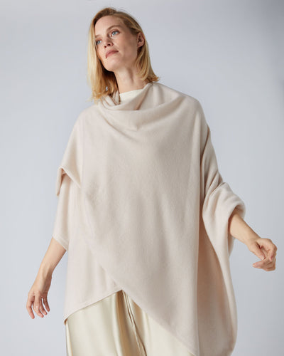 N.Peal Women's Cashmere Knitted Cape Almond White