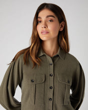 Load image into Gallery viewer, N.Peal Women&#39;s Cashmere Jumper Shirt Khaki Green
