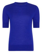 Load image into Gallery viewer, N.Peal Women&#39;s Superfine Round Neck Cashmere T Shirt Ultramarine Blue
