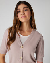 Load image into Gallery viewer, N.Peal Women&#39;s Short Sleeve Cashmere Cardigan Canvas Pink
