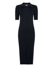 Load image into Gallery viewer, N.Peal Women&#39;s Polo Collar Cotton Cashmere Dress Navy Blue
