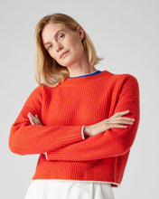 Load image into Gallery viewer, N.Peal Women&#39;s Ribbed Round Neck Cashmere Jumper Vermillion Red
