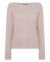 Load image into Gallery viewer, N.Peal Women&#39;s Cable Boat Neck Cashmere Jumper Canvas Pink
