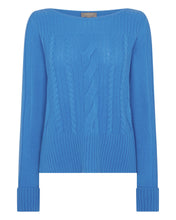 Load image into Gallery viewer, N.Peal Women&#39;s Cable Boat Neck Cashmere Jumper Zanzibar Blue
