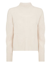 Load image into Gallery viewer, N.Peal Women&#39;s Cable Mock Neck Cashmere Jumper Almond White
