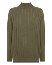 Load image into Gallery viewer, N.Peal Women&#39;s Textured Batwing Cashmere Jumper Khaki Green
