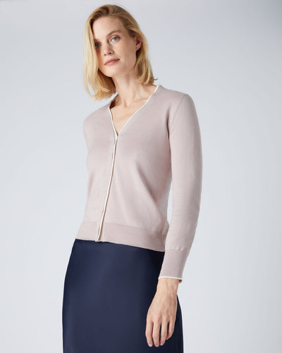 N.Peal Women's Cotton Cashmere Cardigan Dune Pink