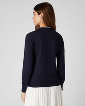 Load image into Gallery viewer, N.Peal Women's Cotton Cashmere Cardigan Navy Blue
