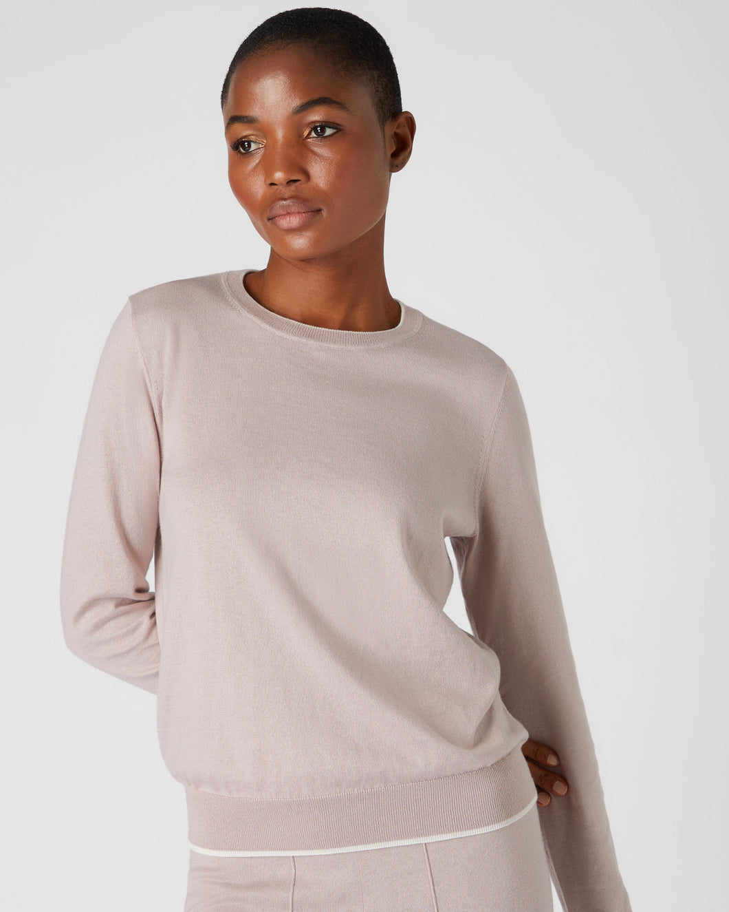N.Peal Women's Cotton Cashmere Jumper Dune Pink