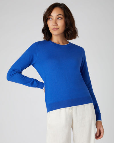 N.Peal Women's Cotton Cashmere Jumper Victoria Blue