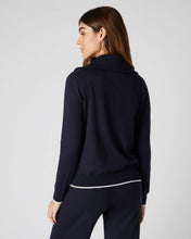 Load image into Gallery viewer, N.Peal Women's Cotton Cashmere Full Zip Jumper Navy Blue
