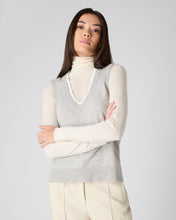 Load image into Gallery viewer, N.Peal Women&#39;s Ruffle Trim Sleeveless Cashmere Top Fumo Grey
