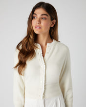 Load image into Gallery viewer, N.Peal Women&#39;s Ruffle Trim Cropped Cashmere Cardigan New Ivory White
