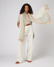 Load image into Gallery viewer, Women's Bordered Cashmere Pashmina Grey + New Ivory White
