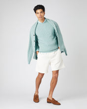 Load image into Gallery viewer, N.Peal Men&#39;s Thames Cable Round Neck Cashmere Jumper Oasis Green
