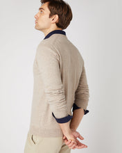 Load image into Gallery viewer, N.Peal Men's Burlington V Neck Cashmere Jumper Oatmeal Brown
