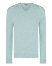 Load image into Gallery viewer, N.Peal Men&#39;s Burlington V Neck Cashmere Jumper Oasis Green

