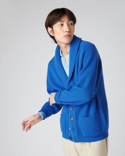 N.Peal Men's Kensington Cashmere Cardigan Sonic Blue