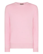 Load image into Gallery viewer, N.Peal Men&#39;s Oxford Round Neck Cashmere Jumper Flamingo Pink
