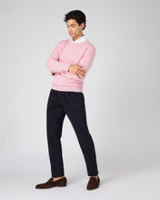 Load image into Gallery viewer, N.Peal Men&#39;s Oxford Round Neck Cashmere Jumper Flamingo Pink
