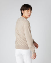 Load image into Gallery viewer, N.Peal Men's Oxford Round Neck Cashmere Jumper Oatmeal Brown
