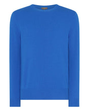 Load image into Gallery viewer, N.Peal Men&#39;s Oxford Round Neck Cashmere Jumper Sonic Blue
