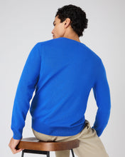 Load image into Gallery viewer, N.Peal Men&#39;s Oxford Round Neck Cashmere Jumper Sonic Blue
