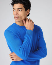 Load image into Gallery viewer, N.Peal Men&#39;s Oxford Round Neck Cashmere Jumper Sonic Blue
