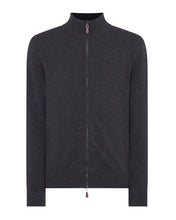 Load image into Gallery viewer, N.Peal Men's Knightsbridge Full Zip Cashmere Jumper Dark Charcoal Grey
