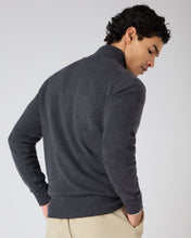Load image into Gallery viewer, N.Peal Men's Knightsbridge Full Zip Cashmere Jumper Dark Charcoal Grey

