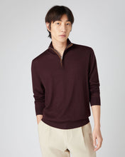 Load image into Gallery viewer, N.Peal Men&#39;s Regent Fine Gauge Cashmere Half Zip Jumper Clove Brown

