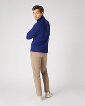 Load image into Gallery viewer, N.Peal Men&#39;s Richmond Cable Cashmere Cardigan Sapphire Blue
