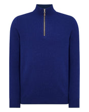Load image into Gallery viewer, N.Peal Men&#39;s Carnaby Half Zip Cashmere Jumper Sapphire Blue
