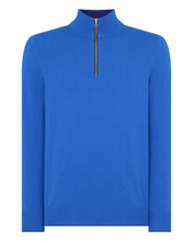 Load image into Gallery viewer, N.Peal Men&#39;s Carnaby Half Zip Cashmere Jumper Sonic Blue
