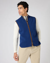 Load image into Gallery viewer, N.Peal Men&#39;s Shaftsbury Suede Trim Cashmere Gilet French Blue

