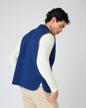 Load image into Gallery viewer, N.Peal Men&#39;s Shaftsbury Suede Trim Cashmere Gilet French Blue

