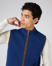 Load image into Gallery viewer, N.Peal Men&#39;s Shaftsbury Suede Trim Cashmere Gilet French Blue

