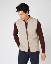 Load image into Gallery viewer, N.Peal Men&#39;s Shaftsbury Suede Trim Cashmere Gilet Oatmeal Brown
