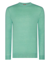 Load image into Gallery viewer, N.Peal Men's Covent Fine Gauge Cashmere Round Neck Jumper Seafoam Green

