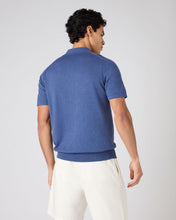Load image into Gallery viewer, N.Peal Men's Polzeath Cotton Cashmere Polo T-Shirt Denim Blue
