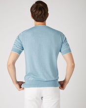 Load image into Gallery viewer, N.Peal Men&#39;s Newquay Cotton Cashmere T-Shirt Cornflower Blue
