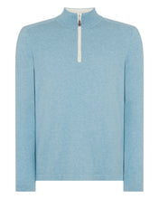 Load image into Gallery viewer, N.Peal Men's Salcombe Half Zip Cotton Cashmere Jumper Cornflower Blue
