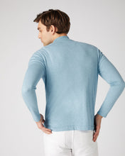 Load image into Gallery viewer, N.Peal Men's Salcombe Half Zip Cotton Cashmere Jumper Cornflower Blue
