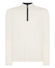 Load image into Gallery viewer, N.Peal Men&#39;s Salcombe Half Zip Cotton Cashmere Jumper New Ivory White
