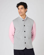 Load image into Gallery viewer, N.Peal Men&#39;s Penzance Cotton Cashmere Gilet Fumo Grey
