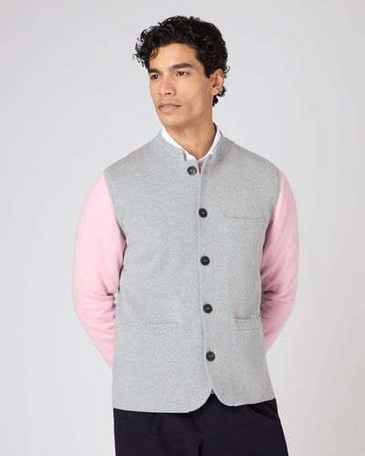 N.Peal Men's Penzance Cotton Cashmere Gilet Fumo Grey