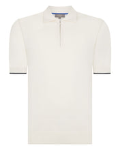 Load image into Gallery viewer, N.Peal Men&#39;s Polo Zip Cotton Cashmere T-Shirt New Ivory White
