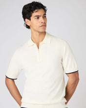 Load image into Gallery viewer, N.Peal Men&#39;s Polo Zip Cotton Cashmere T-Shirt New Ivory White
