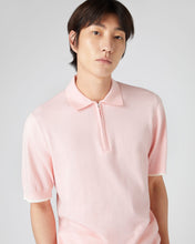 Load image into Gallery viewer, N.Peal Men&#39;s Polo Zip Cotton Cashmere T-Shirt Spring Pink
